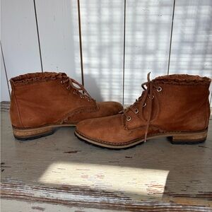 Women’s Gianni Bini Suede Lace-Up Ankle Boots in Tan